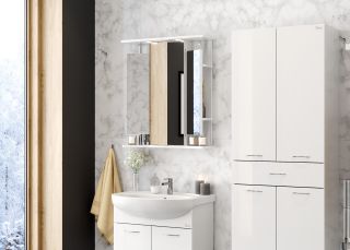 Шкаф-зеркало с подсветкой Onika Валерия 206505 правый 65см белый